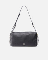 Keeper Bag medium shoulder bag in new biker leather - Black | Pinko