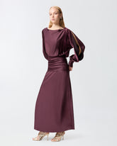 Abito lungo in satin con drappeggio - Rosso | Pinko