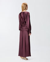 Abito lungo in satin con drappeggio - Rosso | Pinko