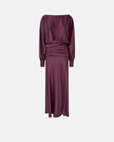 Abito lungo in satin con drappeggio - Rosso | Pinko