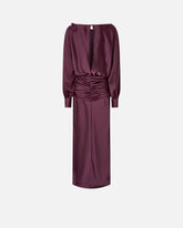 Abito lungo in satin con drappeggio - Rosso | Pinko