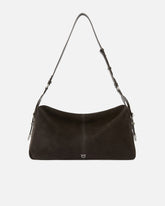 Große Schultertasche Keeper Bag aus Veloursleder - Braun | Pinko