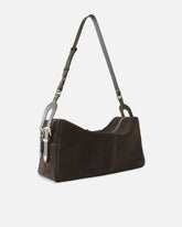 Keeper Bag large shoulder bag in suede - Brown | Pinko