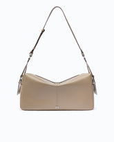 Borsa a spalla grande Keeper Bag in pelle new biker - Beige | Pinko