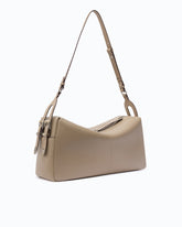 Borsa a spalla grande Keeper Bag in pelle new biker - Beige | Pinko