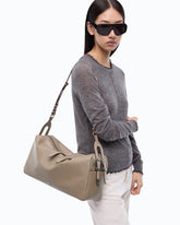 Borsa a spalla grande Keeper Bag in pelle new biker - Beige | Pinko