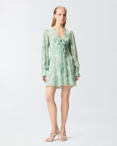 Krótka sukienka z nadrukiem w róże i z kokardą - | Pinko