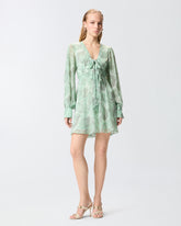 Mini dress with rose print and bow - | Pinko