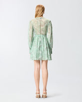 Krótka sukienka z nadrukiem w róże i z kokardą - | Pinko