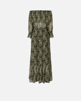 Vestito lungo off-shoulders con stampa cachemire - | Pinko