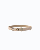 Suede belt with Texan details, 3 cm - Beige | Pinko