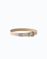 Suede belt with Texan details, 3 cm - Beige | Pinko