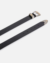 Shiny leather belt with metallic finishes, 3 cm - | Pinko