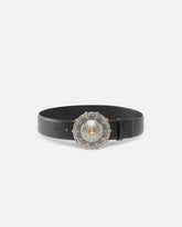 Leather belt with jewel medallion, 4cm - | Pinko