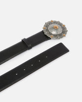 Leather belt with jewel medallion, 4cm - | Pinko