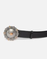 Leather belt with jewel medallion, 4cm - | Pinko
