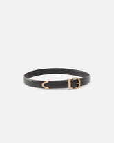 Leather belt with gold-tone hardware, 3cm - | Pinko