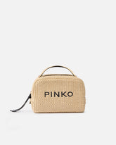 Petite trousse en raphia à logo et poignée - | Pinko