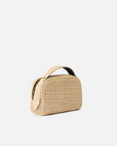 Petite trousse en raphia à logo et poignée - | Pinko