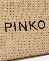 Petite trousse en raphia à logo et poignée - | Pinko