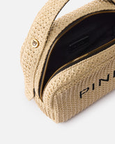 Petite trousse en raphia à logo et poignée - | Pinko