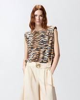 T-shirt sans manches à imprimé tigré - | Pinko