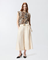 Maglia smanicata con stampa tigrata - Multicolor Nero-Beige | Pinko