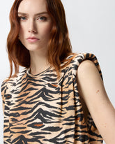 Sleeveless sweater with tiger print - | Pinko