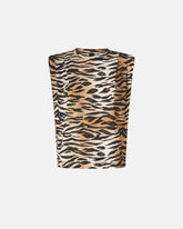 Sleeveless sweater with tiger print - | Pinko