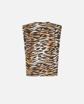 Sleeveless sweater with tiger print - | Pinko