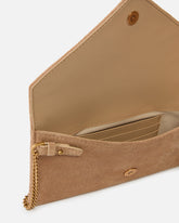 Small clutch bag in suede with studs and shoulder strap - | Pinko