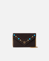 Small clutch bag in suede with studs and shoulder strap - | Pinko