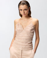 Top in pizzo floreale con spalline - | Pinko