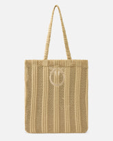 Borsa shopper media Easy Tote Bag in rafia - Beige | Pinko