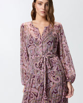 Vestito lungo con stampa cachemire metallizzata - | Pinko