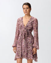 Vestito corto con stampa cachemire metallizzata - | Pinko