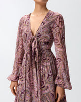 Vestito corto con stampa cachemire metallizzata - | Pinko