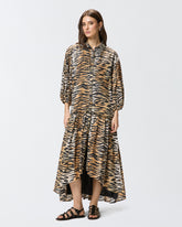 Vestido largo con botones y estampado animal - | Pinko