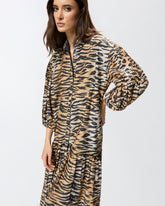 Vestido largo con botones y estampado animal - | Pinko