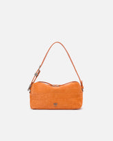 Medium crossbody bowler bag in crocodile-print leather - Orange | Pinko