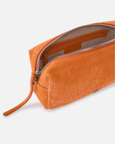 Medium crossbody bowler bag in crocodile-print leather - Orange | Pinko
