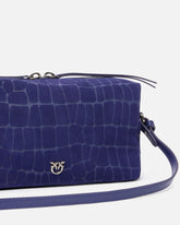 Medium crossbody bowler bag in crocodile-print leather - Purple | Pinko