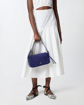 Medium crossbody bowler bag in crocodile-print leather - Purple | Pinko
