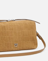 Mittlere Bauletto-Tasche aus Leder mit Krokoprint - Beige | Pinko