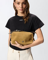 Mittlere Bauletto-Tasche aus Leder mit Krokoprint - Beige | Pinko