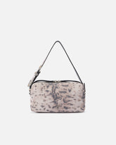 Medium crossbody bowler bag in suede with python print - | Pinko