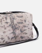Medium crossbody bowler bag in suede with python print - | Pinko