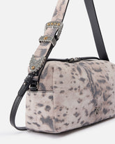 Medium crossbody bowler bag in suede with python print - | Pinko