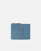 Raffia clutch with Love Birds logo - Light blue | Pinko