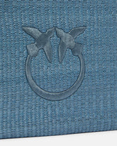 Raffia clutch with Love Birds logo - Light blue | Pinko